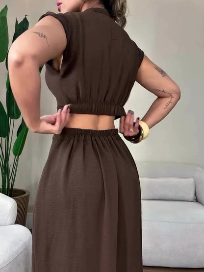 Women’s Cutout Sleeveless Maxi Dress | Brown | Casual | Chic