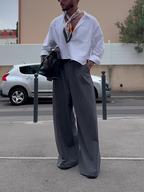 Men’s High Waist Wide Leg Pants Bottoms | Casual | Streetwear | Relaxed