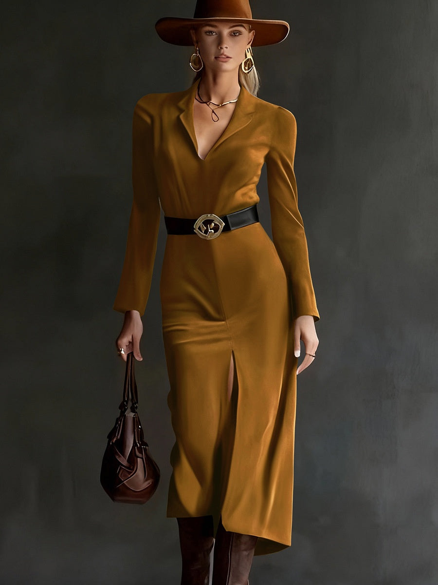 Women’s High Waist Long Maxi Dress | Solid Color | Belted | Elegant