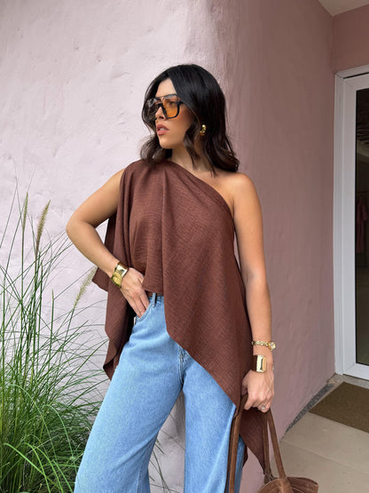 Women’s Off Shoulder Crop Top | Brown | Chic | Casual