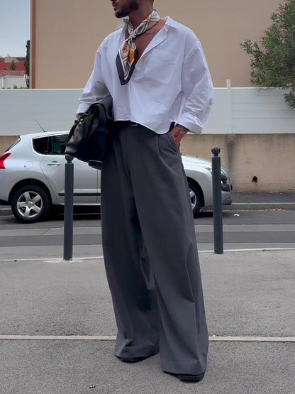 Men’s High Waist Wide Leg Pants Bottoms | Casual | Streetwear | Relaxed